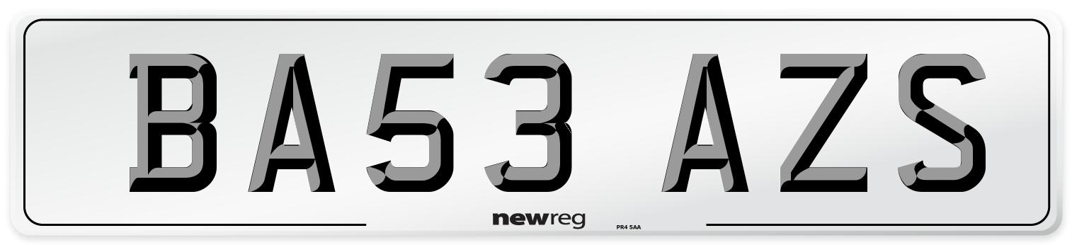 BA53 AZS Number Plate from New Reg